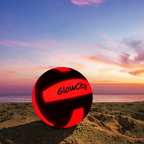 GlowCity Glow-in-The-Dark Light-Up Volleyball – Official Size and Weight – Impact Activated LEDs – Batteries Included and Water-Resistant, Ideal for Beach and Court Play