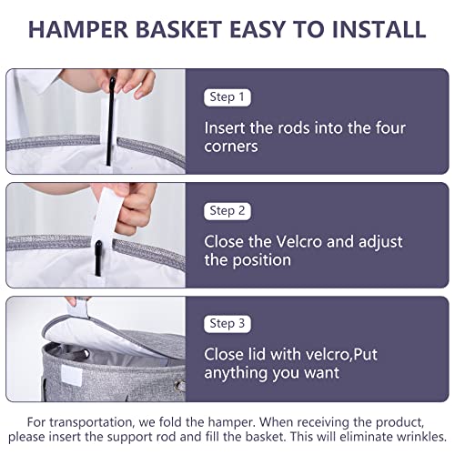 Narundren Laundry Basket With Lid, 70L Round Collapsible Laundry Hamper With Handles, Freestanding Dirty Clothes Hamper Waterproof Lining For Bathroom, Laundry Room Organization Storage (Dark Grey) #TOP7