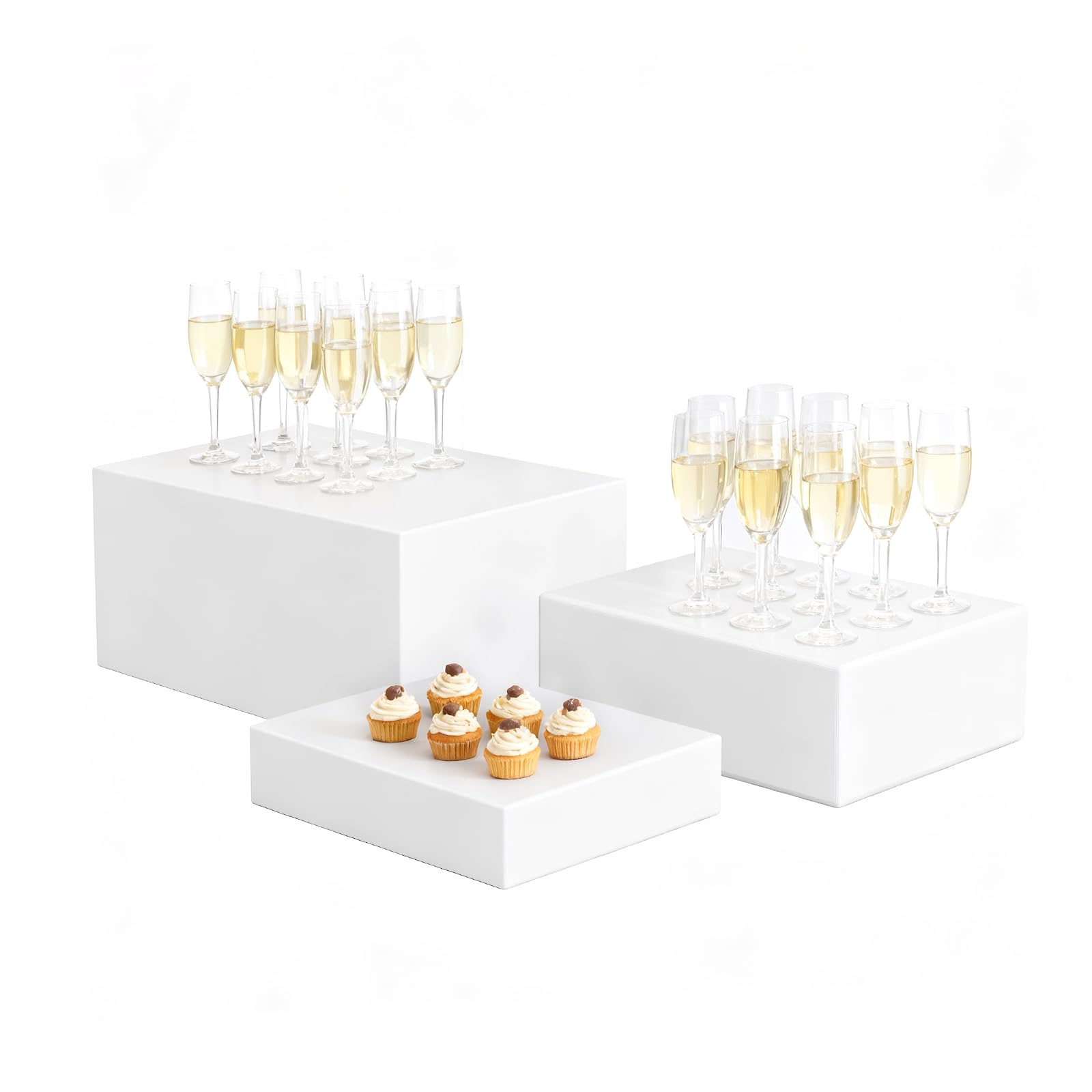 Photo 1 of Liengoron 3Pcs White Buffet Risers (10" 12" 14")
