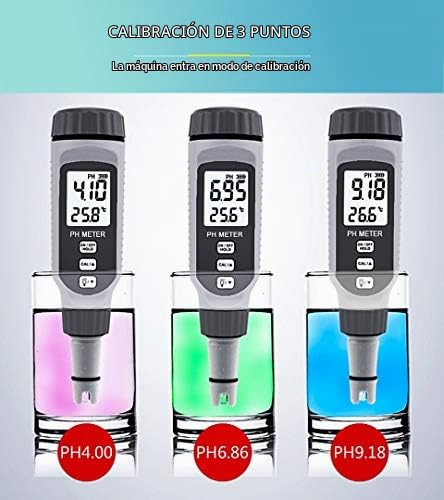 Medidor de pH digital, pH profesional y medidor de temperatura portátil probador de calidad del agua acidímetro PH818 0-14 medición de inteligente preciso ans sensor pantalla LCD