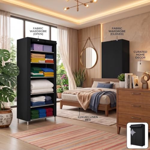 Image of Ulif Multipurpose ๐๐ผ๐น๐น๐ฎ๐ฝ๐๐ถ๐ฏ๐น๐ฒ ๐ช๐ฎ๐ฟ๐ฑ๐ฟ๐ผ๐ฏ๐ฒ Cabinet | ๐๐ผ๐น๐ฑ๐ฎ๐ฏ๐น๐ฒFabric Organizer with ๐ฒ ๐ฆ๐ต๐ฒ๐น๐๐ฒ๐ | Portable Clothes ๐ฆ๐๐ผ๐ฟ๐ฎ๐ด๐ฒ ๐ฅ๐ฎ๐ฐ๐ธ for Bedroom