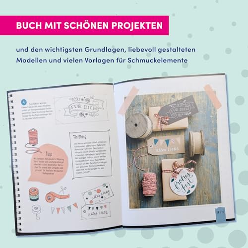 Kreativ-Set Handlettering: Buch mit Anleitungen und Inspirationen sowie 3 Brush Pens, Kalligraphiestift und 6 Geschenkanhängern (Buch plus Material) (Kreativ-Sets)