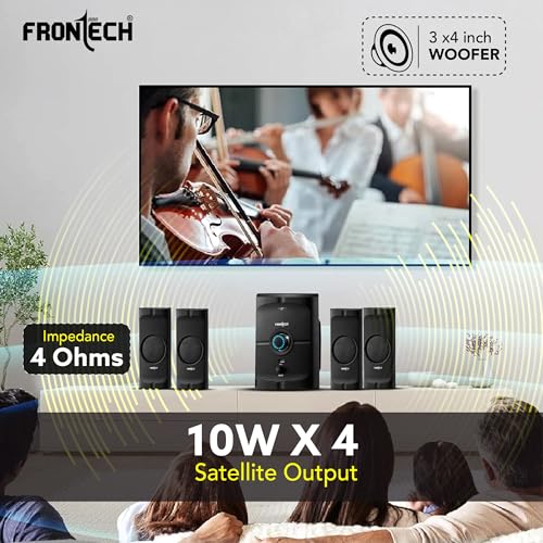 Image of FRONTECH 4.1 Channel Multimedia Speaker System | 60W RMS Output | Bluetooth 5.0 | FM Radio | USB & AUX Input | Remote Control (SW-0127)