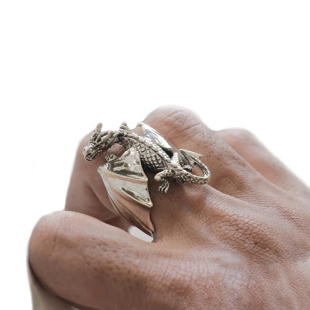 HandmadeDragon Ring Sterling Silver 925 celtic Gift Fantasy Jewelry biker gothic