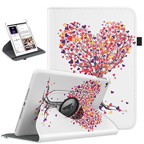 TiMOVO Funda Protectora Compatible con iPad 9,7 2018/2017, iPad Air 2, iPad Air, Carcasa Trasera 360 Grados Giratorio Soporte de Cuero Auto Estela/Sueño Estuche iPad 5/6, iPad Air 1/2,Love Tree