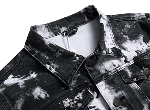 Image of RANMCC Men's Stretch Vintage Washed Long Sleeve Denim Jacket