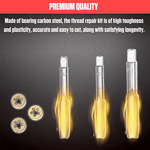 12Pcs Tap And Die Set, Metric Thread Repair Tool Kit For Wheel Studs & Nuts M12X 1.25 M12 X 1.5 M14X1.5 Threading Tools With Complete Wrench Accessories And Storage Case #TOP6