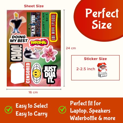 Image of CodersParadise Random Vinyl Stickers Pack of 57, Assorted Decorative Decals for Laptop, Water Bottle, Phone Case, Notebook, Journal, Scrapbook, Luggage, Helmet, Bike and DIY Crafts