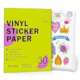 Ruibytree Printable Clear Vinyl Sticker Paper for Inkjet Printer, 30 Sheets 8.5x11 Inch Waterproof Transparent Sticker, Quick Dry Vivid Color, Self Adhesive Compatible with Cricut Cutting Machine