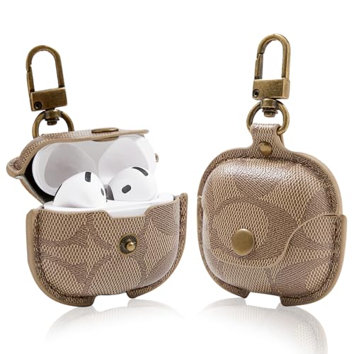 for AirPods 4 Case 2024, Full-Body Protective AirPods 4th Case Cover for Women Men Compatible with AirPods 4th Wireless Charging Case with Keychain-Brown