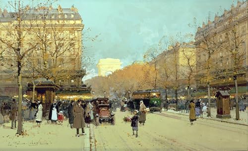 Toile Boulevard Haussmann Paris Eugène Galien Laloue pour habiller un mur