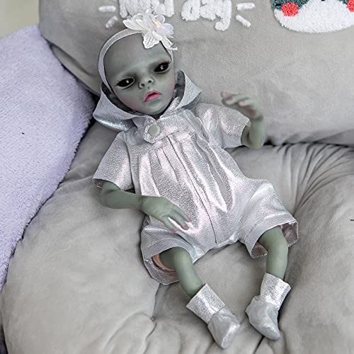 Muñeca Reborn Bebé Alien Realista 35 cm Silicón miniatura 4