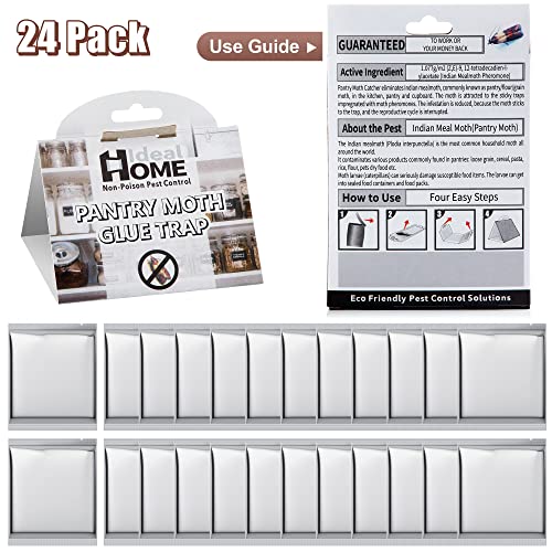 24 Pack Pantry Moth Traps With Pheromones, Moth Killer Indoor Efficient And Safety Non-Toxic Sticky Glue Trap For Food Cupboard Kitchen Home #TOP3
