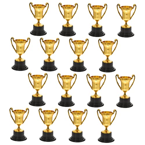 Happyyami 16Pcs Trophy for Small Plastic Trophies with Base Ideal for Parties Classroom Prizes Carnival Favors and Reward Decorations