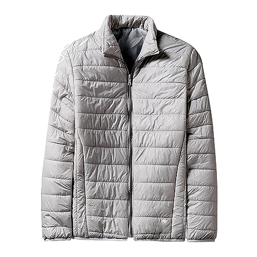 Men's Autumn and Winter Fashion Casual Solid Color Zipper Stand Pocket No Hat Down Lightweight Plus Size Coats