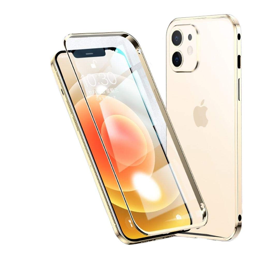 Étui iPhone double face verre trempé or coque de protection intégrale iPhone 12 mini HD