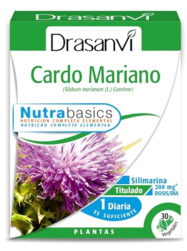 DRASANVI Cardo Mariano | Salud del Hígado, Protección y Detoxificación| 80 % Silimarina | Antioxidante y con Propiedades AntiInflamatorias | 30 Cápsulas Vegetales = 30 Días