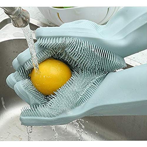 Preisvergleich Produktbild GOG Dekontaminationsbürste Handschuhe Küche Bad Reparaturraum Langlebige Reinigungsbürste Handschuhe Zuhause Langarm Sicher und bequem,Rosa
