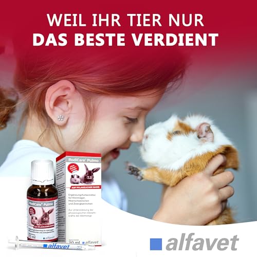 alfavet RodiCare Pulmo, Doppelpack, zur Unterstützung der Atemwege von Meerschweinchen und Kleinnagern, Ergänzungsfuttermittel, 2 x 20ml, Dosierspritze