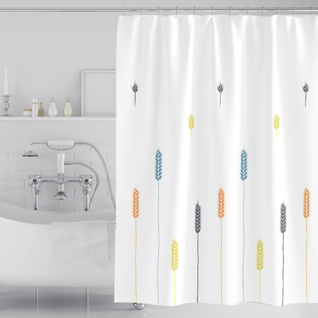 GONOVE Shower Curtain for Bathroom 200 x 200 cm Anti-Mould Mildew Resistant Waterproof Polyester Fabric Butterfly Shower Curtain Liner Bath Curtain with Hooks, Washable and Weighted Hem — view 16