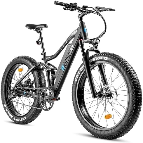 eAhora AM200 Electric Bike for Adults, 31MPH 26 “Fat Tire Electric Bike 750W 14AH Electric Mountain Bike with Full Air Suspension, Hydraulic Brakes, Color Password Display, 9 Speed Gears…