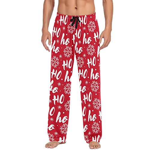 Christmas Santa Claus Laugh Hohoho Pajama Pants White Snowflake Lounge Sleepwear PJs Men's Pajama Bottoms Sleep Pants S