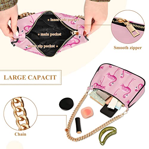 OTVEE Exotic Pink Flamingo Birds Shoulder Bags for Women Small Handbags Mini Clutch Purse4