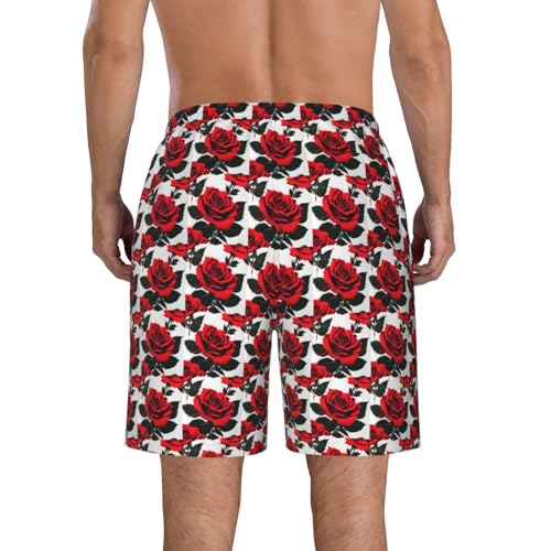 Red Rose Print Stylish Beach Shorts Swim Trunks Lightweight Breathable Summer Outdoor Activities3