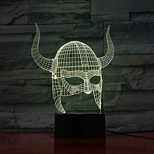 Preisvergleich Produktbild 3D Nachtlicht Viking Helme Meistverkaufte 3D-Lampe Visueller Lichteffekt Schöne Dekorative Led-Nachtlicht Lampe Mehrfarbig Mit Fernbedienung