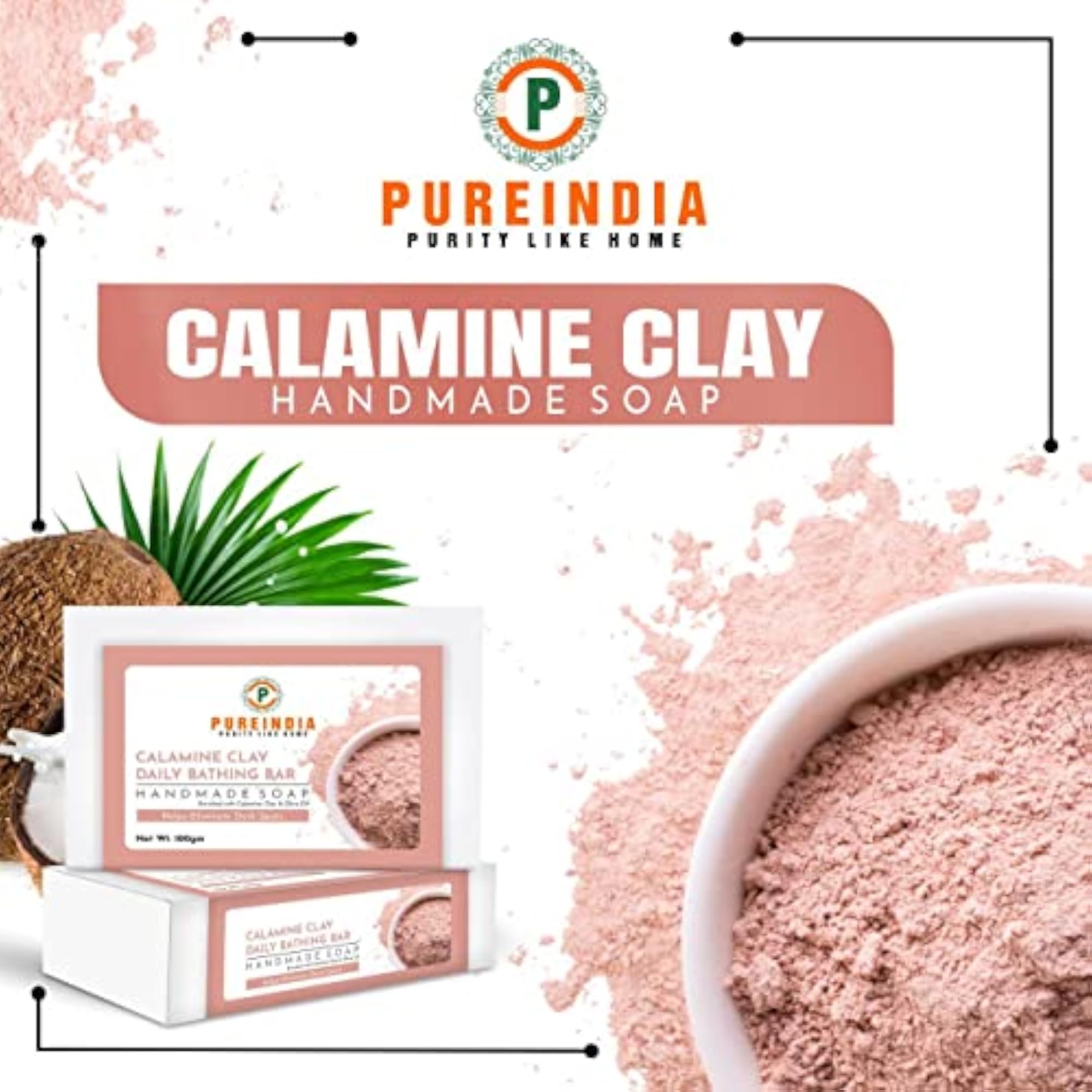 Handmade Calamine Clay Daily Bathing Bar 100g, Skin Care Gift
