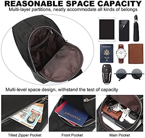 Augus Men's Leather Crossbody Bags Chest Shoulder Bag Vintage Backpack Exquisite MetalClip Anti Theft Waterproof for Travel 4 Augus Men's Leather Crossbody Bags Chest Shoulder Bag Vintage Backpack Exquisite MetalClip Anti Theft Waterproof for Travel