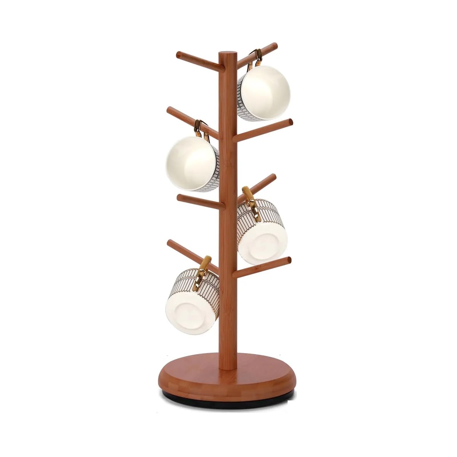 MFWHEFJ Mug Tree 360° Rotating 8 Hooks Coffee Cup Holder for Counter, Mug Rack Standing for Kitchen Countertop Home (Brown)(Tea Brown)
