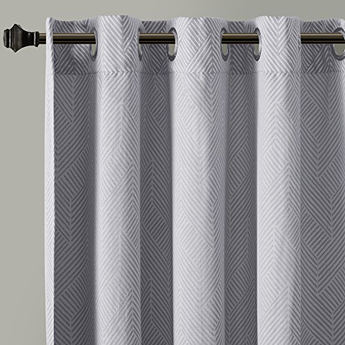 Madison Park Eliza Chevron Jacquard Window Curtain Charcoal 84" Panel #TOP3