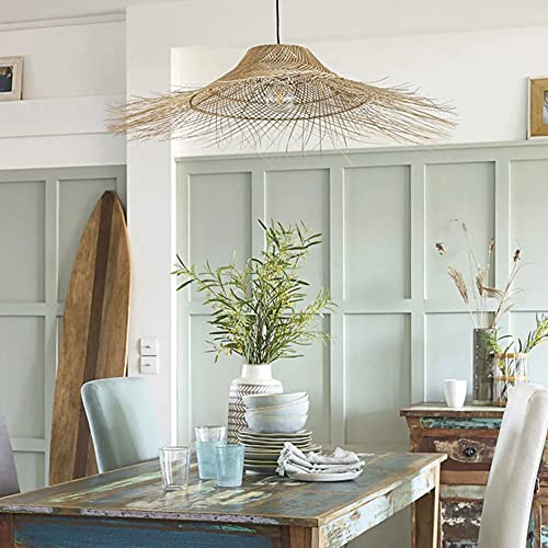 LBSWYH Rattan Pendant Light Chandelier Hand Make Straw Hat Lampshade Weaving Wicker Ceiling Hanging Light Vintage Straw Wicker Hanging Lamp For Dining Room Living Room steampunk buy now online