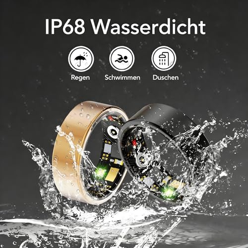 Smart Ring für Damen Herren, Keine Abonnementgebühr, 7 Tage Akkulaufzeit, Fitness Tracking Ring mit Herzfrequenz… – Ansicht 6