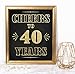 Katie Doodle 40th Birthday Anniversary Decorations for Men Women Over The Hill Party Supplies | Includes 8x10 Cheers-to-40-Years Sign [Unframed], Gold & Black