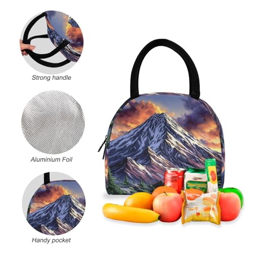 Backpack Lunch Box Set Large Capacity Travel Backpacks and Insulated Lunch Bag for Commute Hiking Picnic Snow Mountain Print4