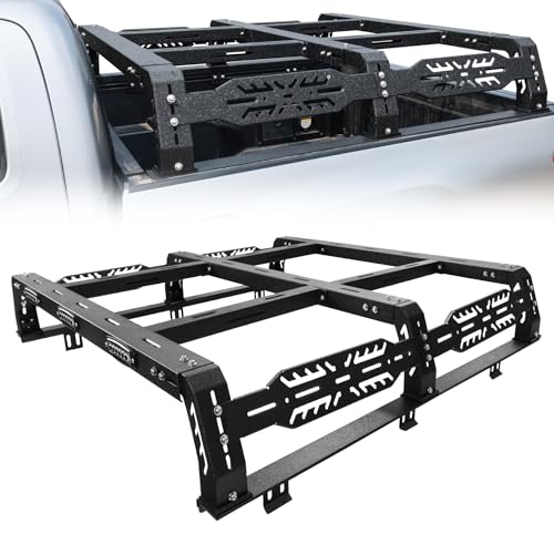 Binary Star Truck Bed Rack Universal for Full-Size Trucks (Ford/6.5ft Sierra/6.5ft Silverado/Titan/Dodge Ram/Tundra) with 3 LED Lights, Overland Truck Bed Rack for Roof Top Tent, Truck Bed Tent