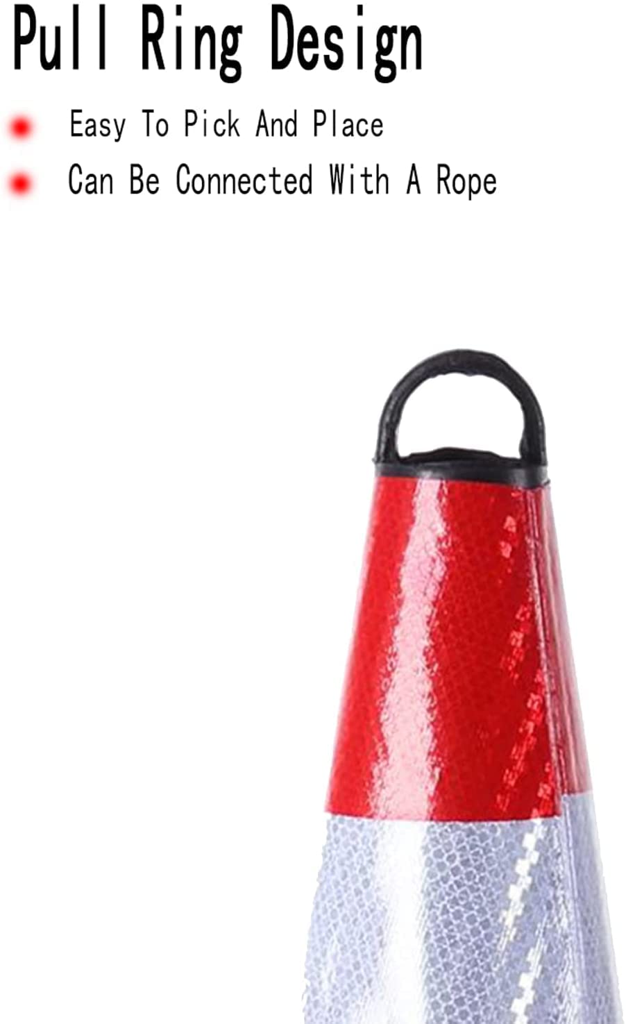 Conos de seguridad vial de goma con collares y asas reflectantes, duraderos, multiusos, color rojo, para control de accesos, estacionamiento y entrenamiento de conducción (8 unidades de 66 cm de