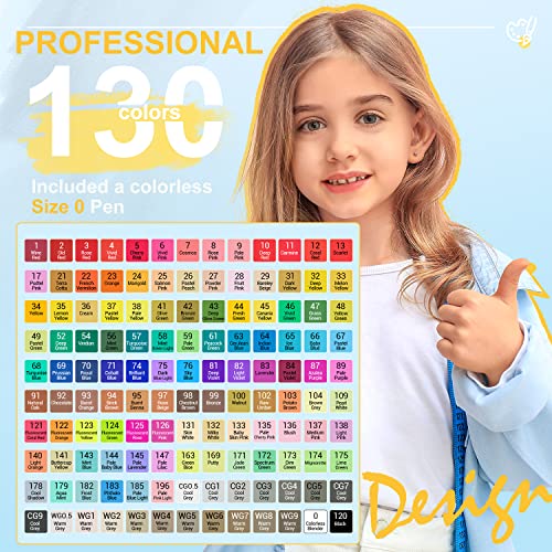 Alcohol Markers, 130 Colors Alcohol Markers Set, Dual Tips Alcohol-Based Art Markers Pens For Kids Adult Artists Drawing Coloring Painting Sketch, Permanent Drawing Markers With Carry Case #TOP1