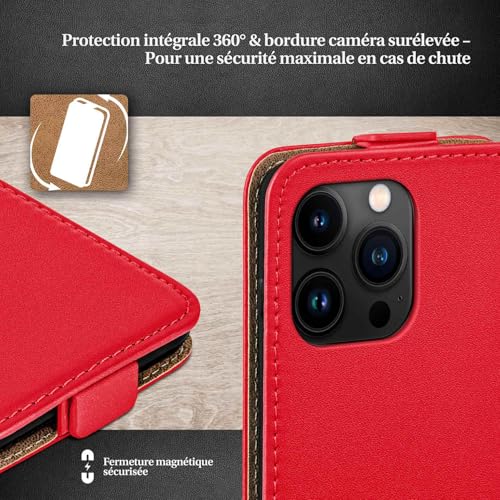 Étui pour iPhone 16 Pro moex clapet vertical en cuir végétalien rouge - 3