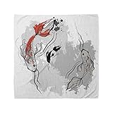 Lunarable Unisex Bandana, Japanese Motley Koi Fish Underwater, Orange Grey