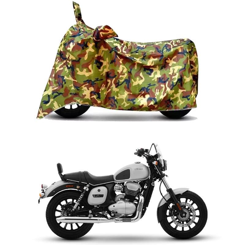 Image of Waterproof 100% PVC Coated Full Bike Scooty Two Wheeler Body Cover Compatible for Yezdi Roadster /UV-Rays /Heat Protection /Birds Dropping /Scratchproof /Dust Proof s[6X6 Jungle Print]