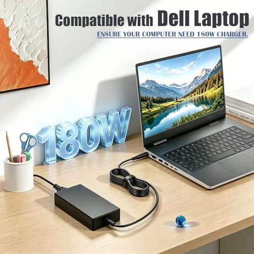 Image of 180W Charger Compatible with Dell Inspiron One Precision Laptop Barrel Tip | Compatible with Dell G3 G5 G7 Inspiron One 2350 2320 Precision 7560 5530 M4600 M4700 Computer WD19 Dock, Power 180Watt max