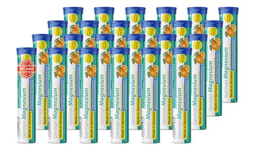 Magnesium Brausetabletten 24x20 Stk. Orangengeschmack – 200 mg Magnesium Zuckerfrei – T&D Pharma German Magnesium – Made in Germany