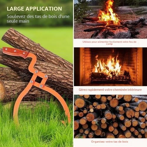 20 Pouces (Environ 50,8 cm) Pince Forestière pour Troncs, Pince de Levage pour Bois Bàches, Mandrins de Serrage, Outils pour Soulever et Transporter le Tronc D'arbre