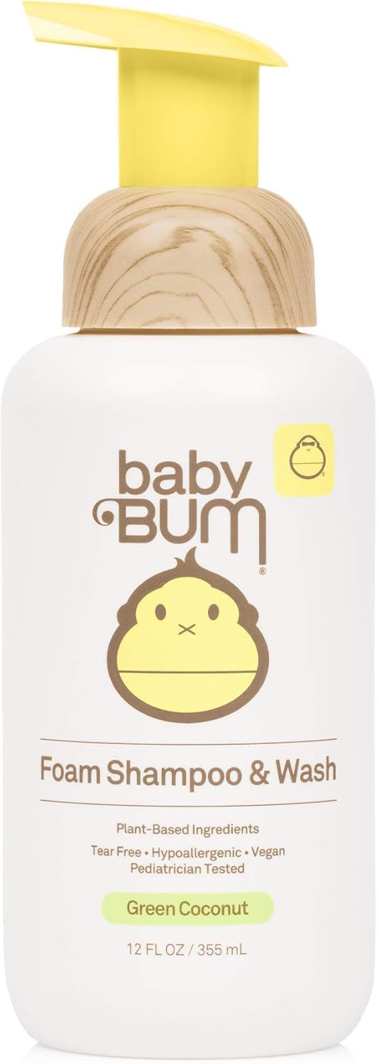 Sun Bum Baby Shampoo & Wash | Tear Free Foaming Soap for Sensitive Skin with Nourishing Coconut Oil | Natural Fragrance | Gluten Free and Vegan | 12 FL OZ