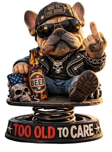Pure Compression Too Old to Care Dashboard Bobbleheads Statue for Cars - Bulldog Figurine Decoration for Outdoor Garden - Funny Gag Gifts