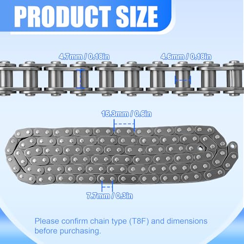 Image of Podoy T8F Drive Chain 134 Links with Chain Breaker & Master Links, Heavy Duty Replacement Chain for 43cc 47cc 49cc 50cc Mini Dirt Bike, Pit Bike, Pocket Bike, Go Kart & ATV