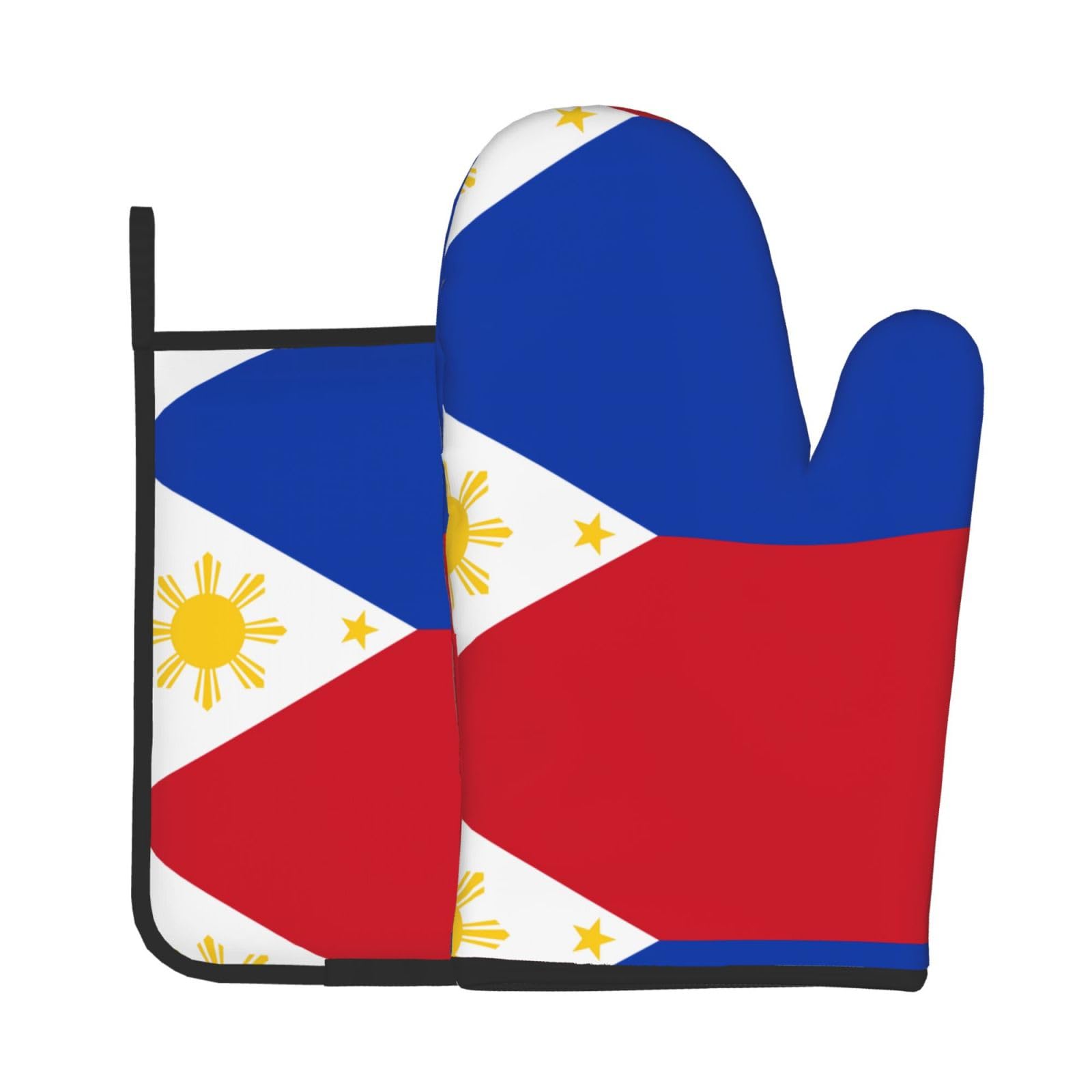 Oven Mitts and Potholders Set of 2 for Kitchen Baking Cooking GrayPhilippine Flag Thick and Durable